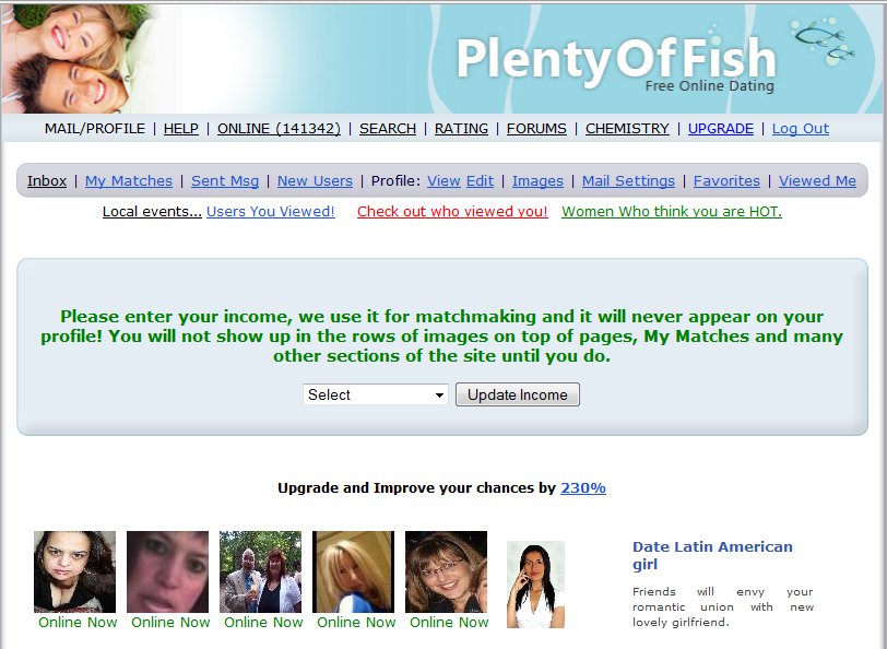 Plenty of Fish requires members to insert income! | Intelligent